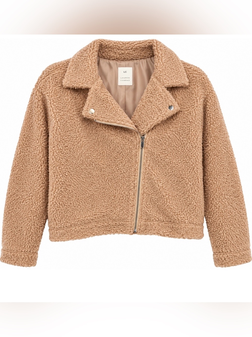 Lauren Conrad Teddy Sherpa Fuzzy Jacket - Camel, size XL